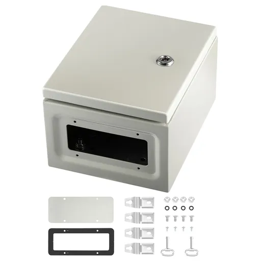 NEMA Steel Enclosure, 25 x 20 x 15 cm NEMA 4X Steel Electrical Box, IP66 Waterproof & Dustproof, Outdoor/Indoor Electrical Junction Box, with Mounting Plate