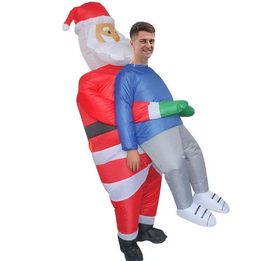 Santa Claus Carrying Person Cartoon Costumes Air Model Inflatable Costume Funny Dress Up Props Christmas Party Clothes Adult One Size