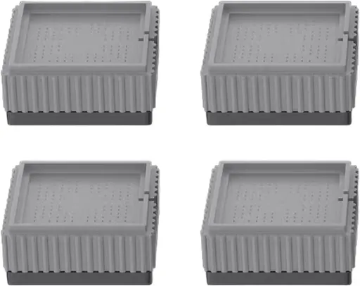 4x Square Furniture Risers - Stackable Table Legs for Washing Machines - Gray
