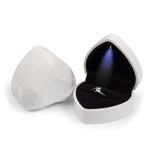 3 pcsRing Box Heart Shaped LED Light Engagement Ring Boxes Jewelry Gift Box for Proposal Wedding Valentine's Day Anniversary