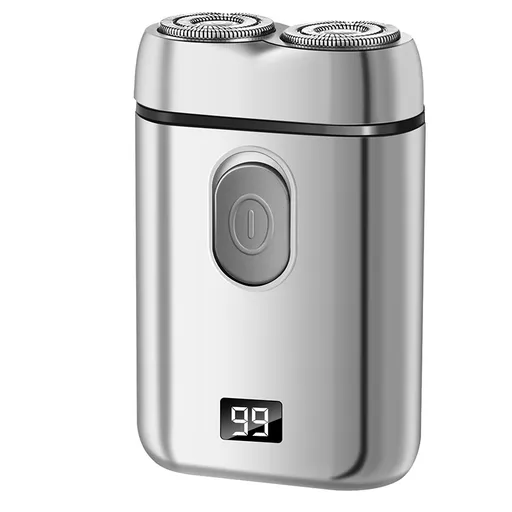 Electric Shaver Dual Blade Portable USB Rechargeable LED Display Gray