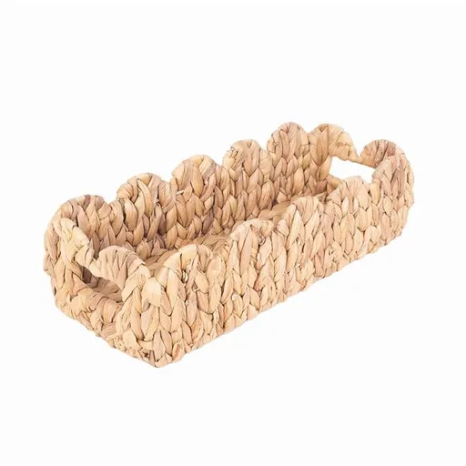 Toilet Tank Basket for Bathroom, Scalloped Edge Wicker Basket, Small Baskets for Countertop, Shelves, Living Room, Bedroom, Both Organizer&Decor Natural Water Hyacinth