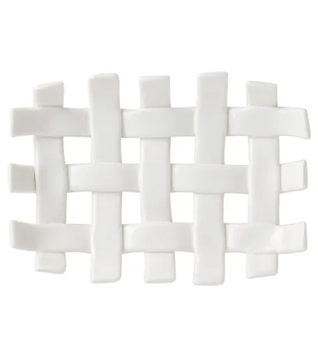 Soap Dish, Creative Hand Woven Mesh White Ceramic Soap Holder Soap Tray Holder for Bathroom Vanity Shower Sink Counter Top,White
