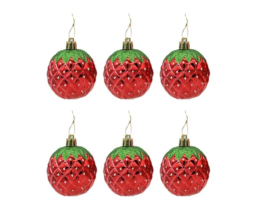 6Pcs Strawberry Ball Pendants-8 cm
