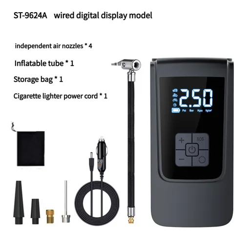 Portable Digital Tire Inflator Pump with LCD Display, Cigarette Lighter Charging, and 150 PSI Max Pressure