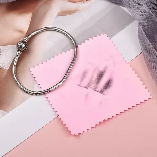 100pcs Jewelry Cleaning Cloth Pink Polishing Cloth for Sterling Silver Gold Platinum Small Polish Cloth 8x8cm