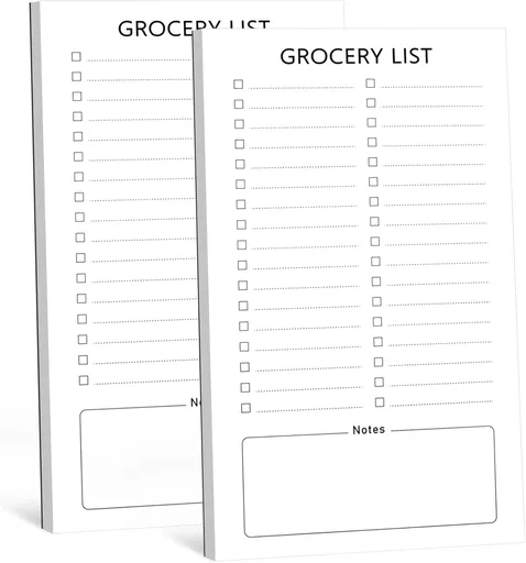 Grocery List Magnet Pad for Fridge, 2 Pack Magnetic Notepads Refrigerator, Full Back Shopping Lists, 60 Sheets Per Note Pads -