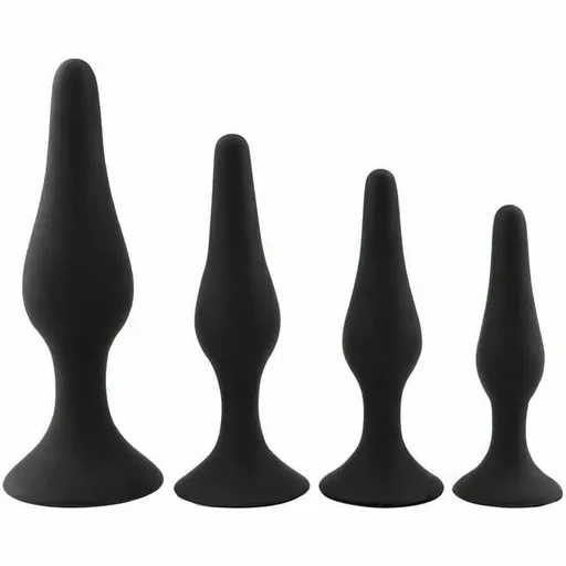 House Of Dasein 4Pcs / Set Anal Trainer Kit Soft Silicone Black Or Purple Butt Plug - Black
