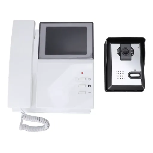 Video Doorbell Intercom System Corded Telephone Type Anti Interference Adjustable Night Vision 4.3 Inch Color Digital LCD Visual Intercom Doorbell EU Plug AC100‑240V