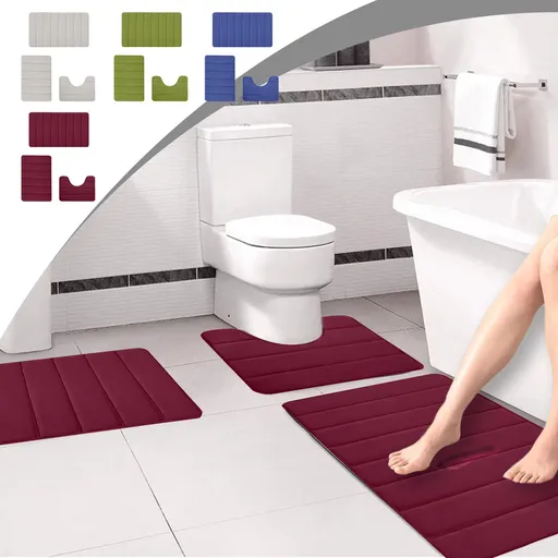 Memory Foam Toilet Rug, Non-Slip Bathroom Rugs, Toilet Rugs U Shaped Washable, Commode Contour Rug, Soft Comfortable Super Water Absorption #3_Green