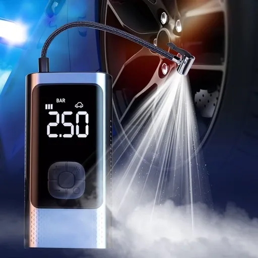 Portable Car Tire Inflator Pump with 12V Cigarette Lighter Plug, Multi Function for Balls Swimming Rings, Includes Nozzles and Storage Bag, 430g Weight