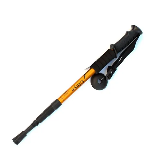 2 Pack Gold Outdoor Aluminum Alloy Telescopic Trekking Pole (55 to 110CM) - Lightweight 4-Section Straight Handle Walking Stick with Alloy Tip Cover & Mud Basket