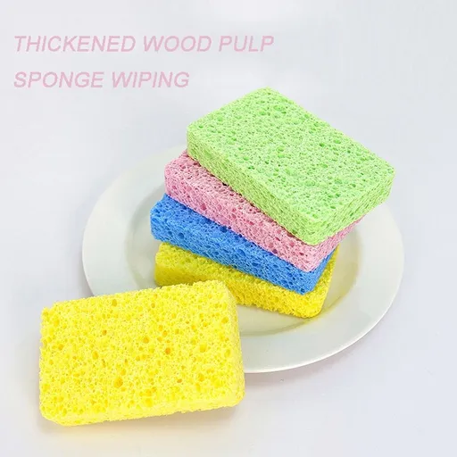 5Pc Wood Pulp Sponge Wipes for Kitchen Cleaning - Compact Dish Scrubber Sponges for Wiping Counters, Sinks, and Surfaces - Non-Scratch Cleaning Pads Set of 5 for Home Use
