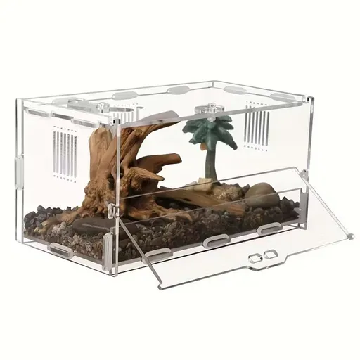 Acrylic Jumping Spider Enclosure Reptile Terrarium with Front Opening Door Reptile Tank for Tarantula Small Reptile