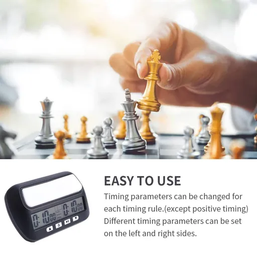 Chess Clock Digital Chess Timer Professional for Board Games,Portable Digital Chess Clock & Game Timer (Black)