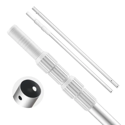Pool Pole, 1 to 3.66 m Telescoping Swimming Pool Cleaning Poles, Professional Adjustable Telescopic Pole with Extension Pole, Heavy Duty Cleaner Stick for Skimmer Net, Rake, Brush, Vacuum Head