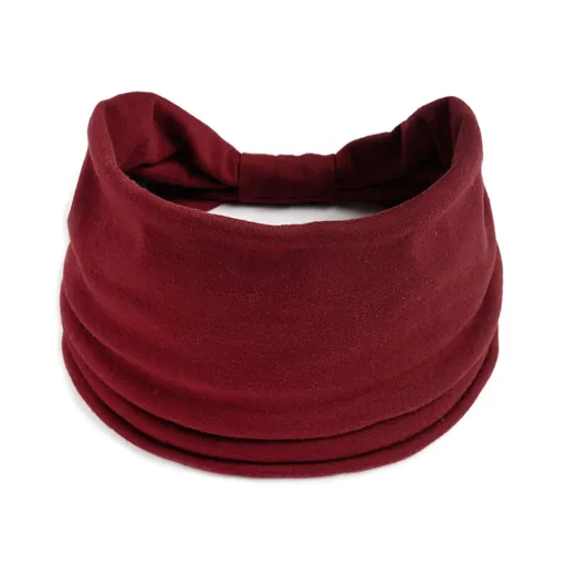 Wide Stretchy Headband for Adults Sports Hair Band for Yoga Running Fitness Workout - Wine Red