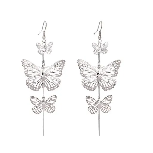Delicate Dangle Flying Butterfly Hook Earrings Layered Butterfly Fashion Dangle Earrings Vivid Butterfly Tassel Earrings
