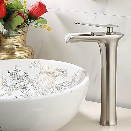 Basin Hot and Cold Water Faucet, Waterfall Type Water Outlet, Antique Brushed Finish – Vintage Bathroom Sink Faucet - Gray - Size 280mm