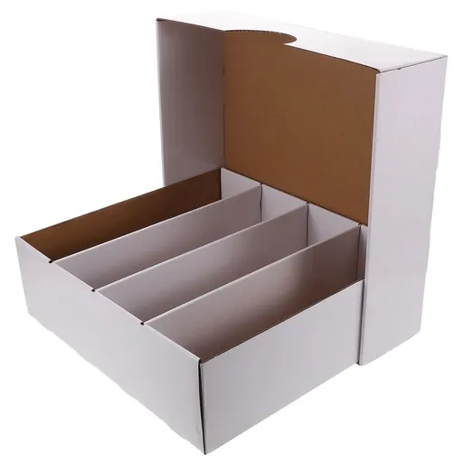 White Card Storage Box with Dividers for Sports Cards Including Basketball and Baseball Collectibles
