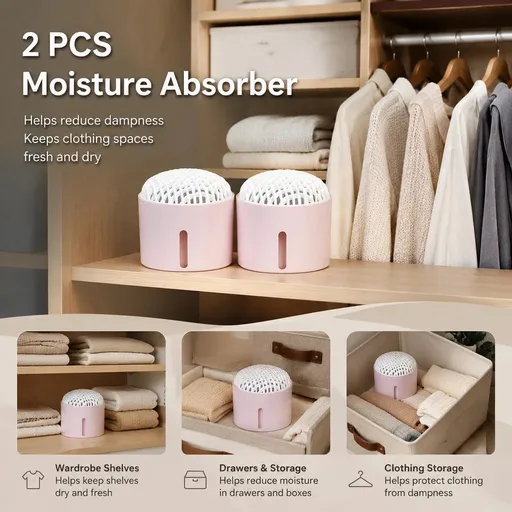 Twin Pack Pink Desktop Dehumidifier Sets, Refresh Two Dressers Or Vanity Cabinets, Each Kit Comes With Desiccant & Fragrance Absorbent Pad