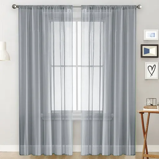 2 Pack Semi Blackout Sheer Curtains Gray