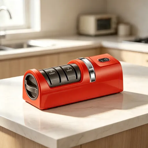 1-Pack USB Rechargeable Electric Knife Sharpener with Built-in Lithium Battery – Efficient Precision Grinding, Sharpens Without Damaging Blades, Easy Operation, Designed for Kitchen Knives, Ideal for Home Cooks & Chefs./red