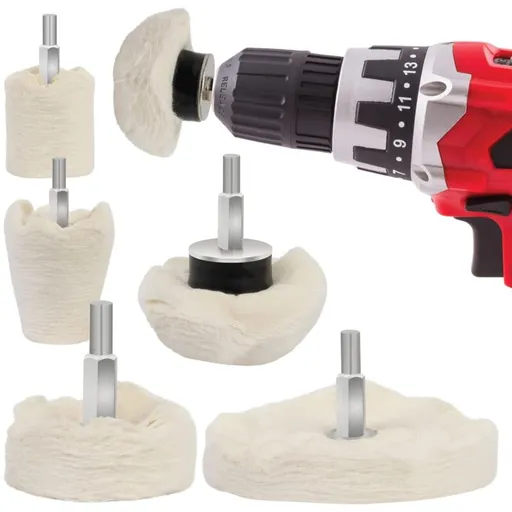 Drill Polishing Pad 6 pcs - Polishing Discs For Metal, Aluminum, Stainless Steel, Chrome, Glass And Diy Projects - 6