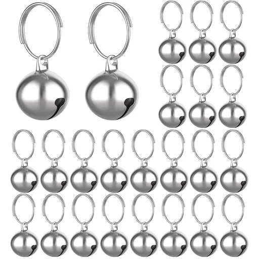 24 Sets of Cat Bells for Cat and Dog Collar Loud Pendant Pet Cat and Dog Bell Pet Pendant Accessories (Silver)