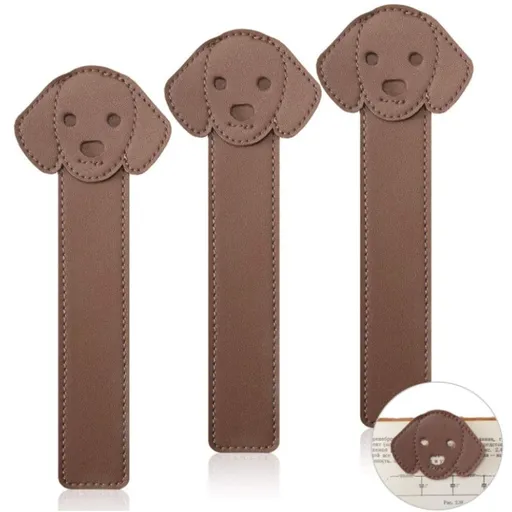 6 Pieces Faux Leather Dog Bookmarks PU Animal Puppy Bookmarks Handmade Personalized Reading Page Markers for Bookworms Book Lovers Writers Relatives Friends Men Women Teen Boys Girls, Brown