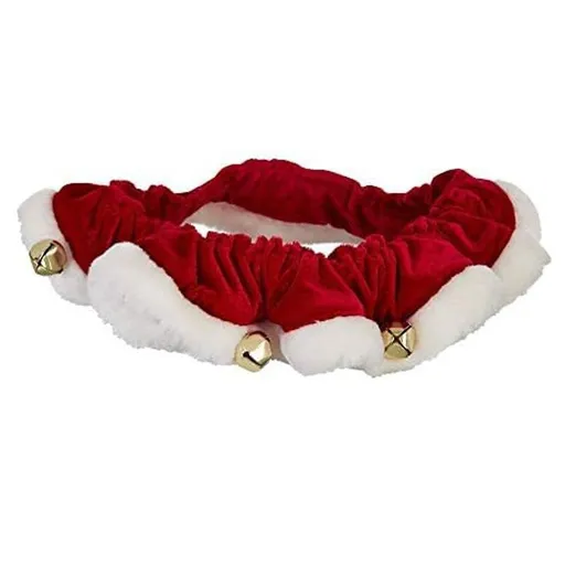 Pet Scrunchy | Santa (Red, M) | Festive Christmas/Holiday Neckwear for Dogs/Cats | Fun Stretchable Costume Accessory | Soft Collar with Bells