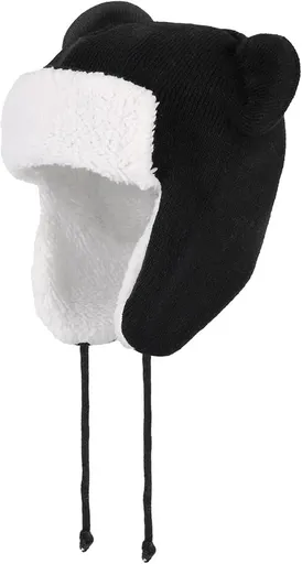 Warm Hat - Baby Winter Hat with Earflaps - Fleece Lining - Knitted - 2 Cute Ears - For Girls & Boys (Head Circumference: 48-50 cm)