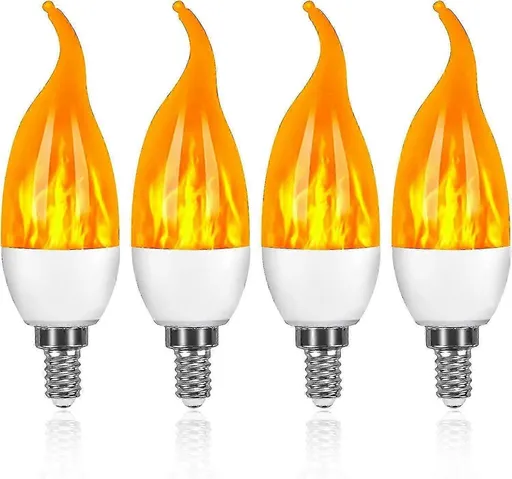 4 Pack E14 LED Flame Effect Bulbs 3 Modes Decorative Lights