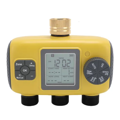 Sprinkler Timer 3/4-1/2in Faucets Programmable Hose Timer 3 Outlets Digital Display Watering Irrigation Timer for Outdoor Garden