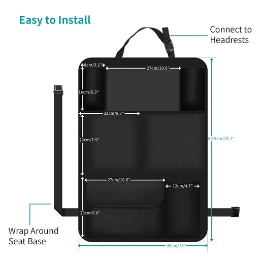 Kick Mats Back Seat Protector, 2Pack Waterproof Oxford Seat Back Protector, Car Seat Back Protector for Kids, Back of Seat Protector for Kids Feet Car Seat (with Table Pocket-2pcs)