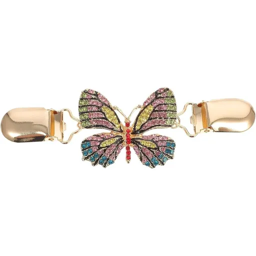 Butterfly Enamel Clothing Clip Sweater Clasp, Alloy Brooch for Women, Retro Golden Accessory for Shawls and Scarves