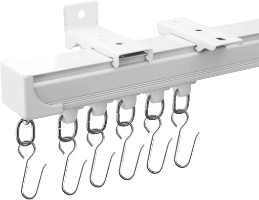 Ceiling Curtain Tracks 9FT,Curtain Track Wall Mount,Ceiling Mounted Sliding Door Curtains Rails Outdoor Extra Long Curtains Rod Room Divider Track for Living Bedroom with Hooks,White