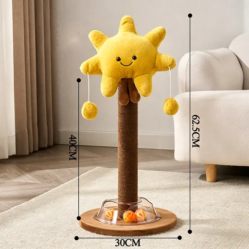 Star Shaped Cat Scratching Post with Turntable Toy