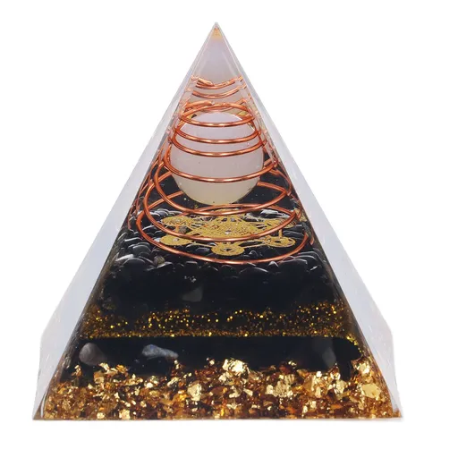 Orgone Pyramid Energy Balancing Power Stone Decorative Ornament 6 x 6 x 6.5cm Acrylic Crystal for Yoga Meditation Bedroom
