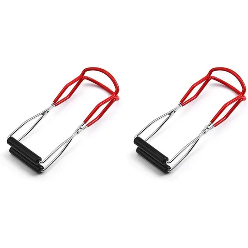 2pcs Canning Jar Lifter, Canning Tongs Jar Lifter, Canning Tools, Canning Supplies for Home Kitchen, Stainless Steel, Red