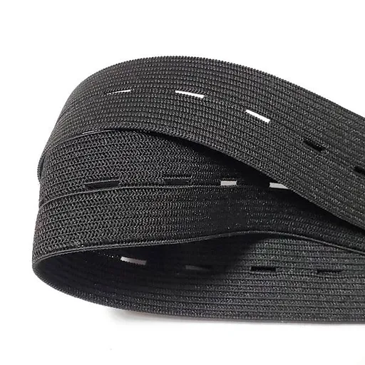Elastic buttonhole tape, practical and versatile black elastic band, width: 2.5 cm Width: 2.5cm—yux Width: 2.5cm