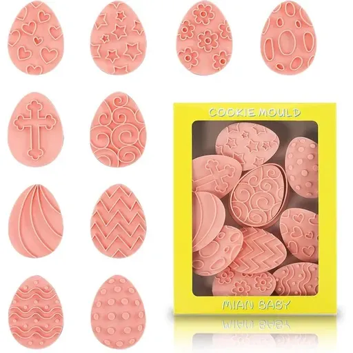 10 Piece Cookie Cutters Set 3D Stamps Easter Theme Food-Contact Plastic