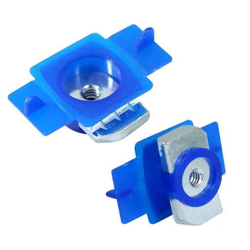 Xadnitu 100 Pieces 1/4"-20 Strut Channel Cone Nuts with Nylon Blue Tab, Thickened Unistrut Squeeze Nuts for Strut Channel Support, Solar Panel Mounting System