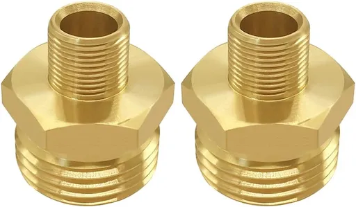 2PCS 3/4 GHT Male to 3/8 Compression Male Thread Adapter Pipe Fitting, Brass Reducer Faucet Connector Water Hose Adapter, Supply Line to Garden Hose Adapter for RV Kitchen Bathroom Plumbing