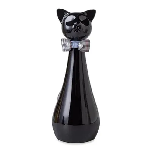 Handcrafted Cat Statue Ceramic Ashes Urn for Cats - Beloved Pet Cremation Memorial Urn, Funeral Memorial Gift - Black - Size 25.5*9.5cm