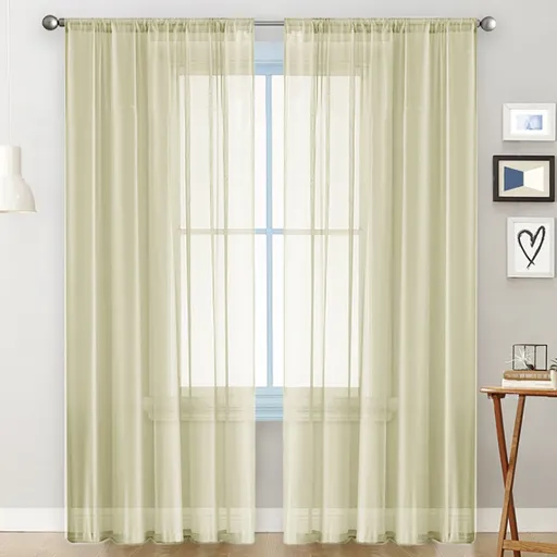 2 Pack Semi Blackout Sheer Curtains Beige