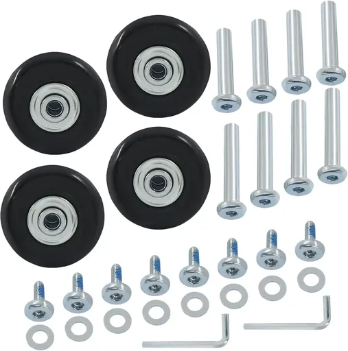 Luggage Replacement Wheels, Rubber Suitcase Repair Caster Kit with Ball Bearings for Travel Luggage, Heavy Duty, 50 x 18 mm, 4 Pack
