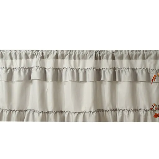 Phantom yarn ruffle edge finished product decoration short curtain half curtain cabinet American countryside shading curtain fabric coffee curtain 45 * 100 gray