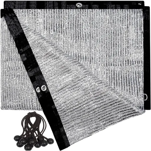 70% Aluminet Shade Cloth 6.5 ft x 10 ft-Fabric Sun Block Sun Reflect-Free 12pcs 6" Ball Bungee