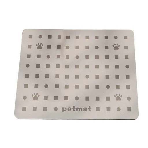 Pet Feeding Mat Dogs Cats Absorbent Non Slip Pet Placemat Waterproof Mat - Light Grey